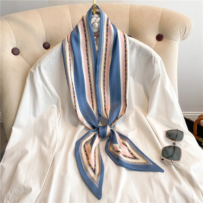 Luxury spring and summer narrow long scarf shirt cravat houndstooth double-layer faux silk women's scarf hair tie