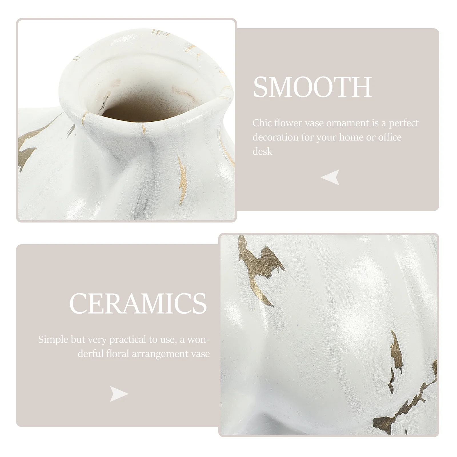 

Marble Texture Ceramic Flower Vase Tabletop Decorative Vase for Home Office Desktop Floral Arrangement Ceramic Flower Holder