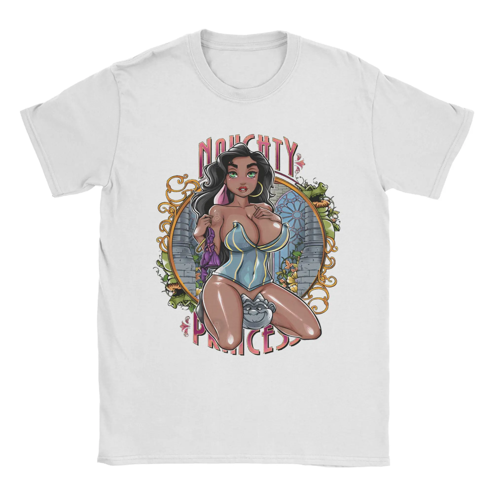 

Футболки принцессы Эсмеральды для мужчин и женщин The Hunchback of Notre Dame, футболки из чистого хлопка, футболки с короткими рукавами, одежда 4XL, 5XL, 6XL