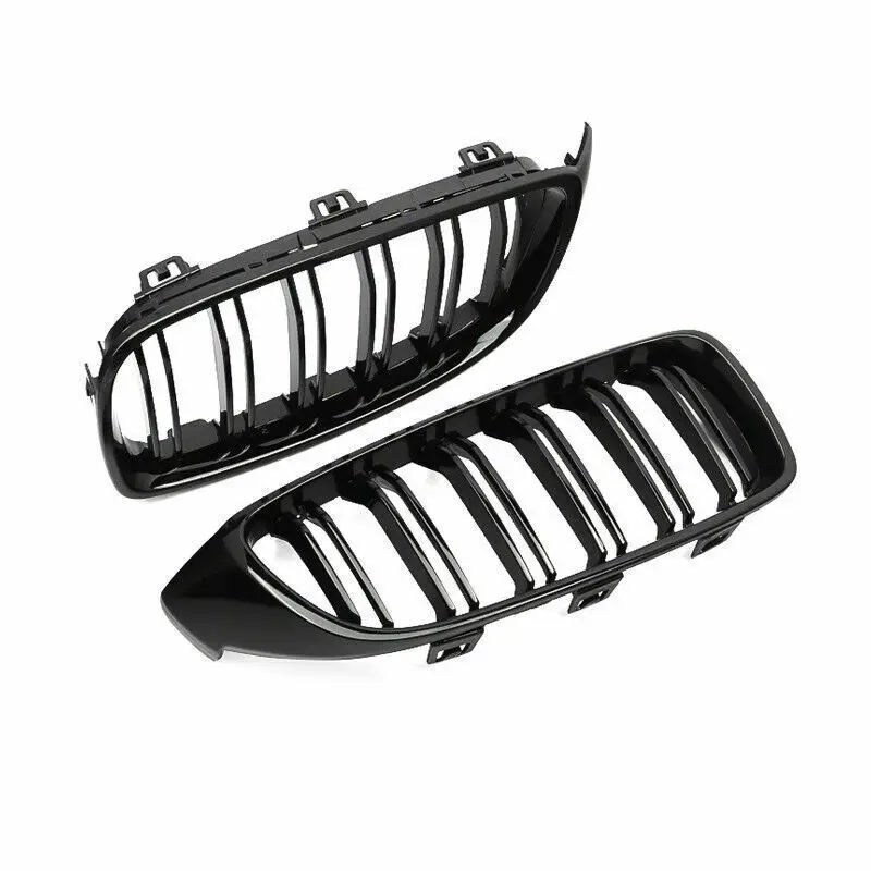 For BMW F32 F33 F36 4 Series Gloss Black Kidney Grill Grille Twin Bar M4 Style