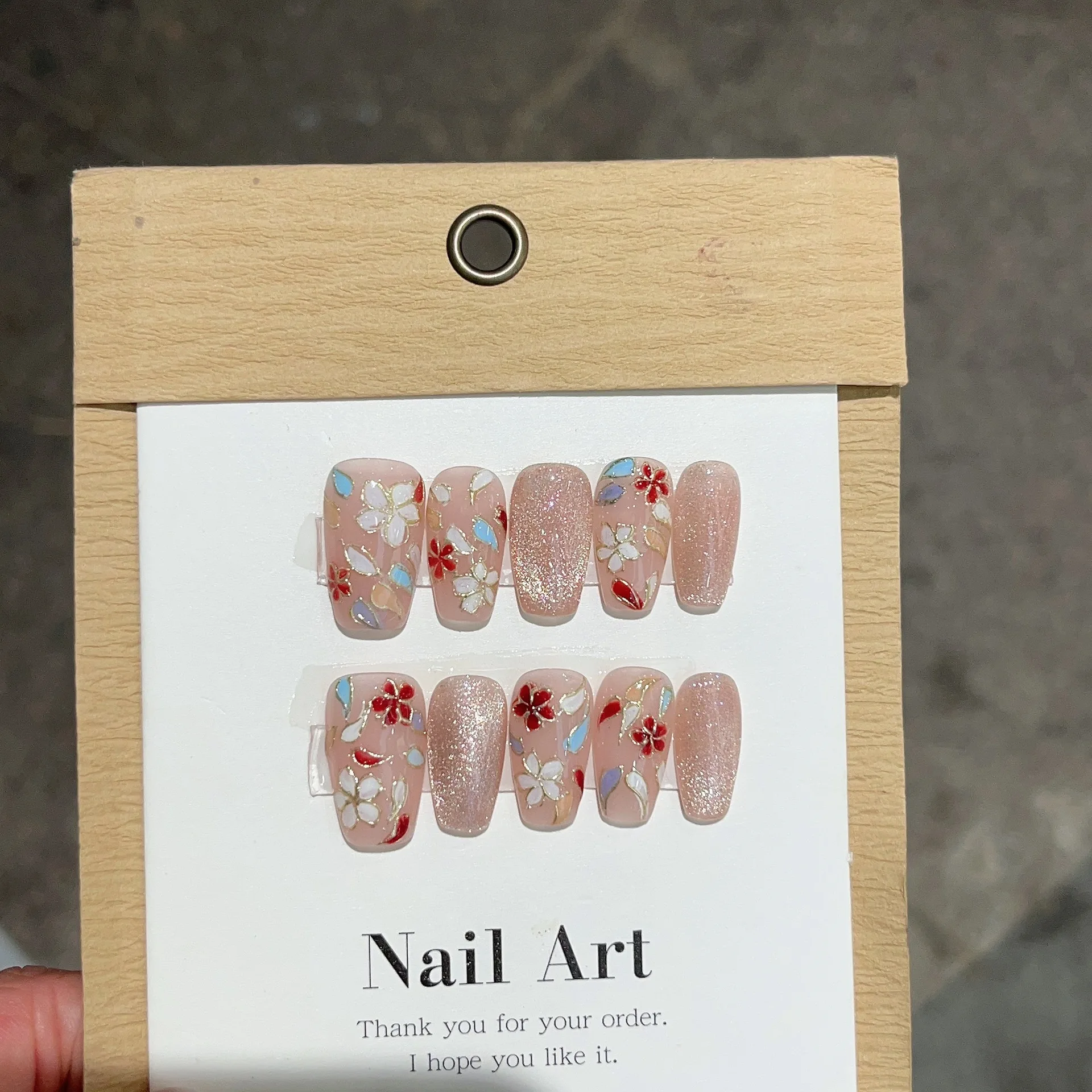 10 قطع اليدوية رسمت باليد مصوغة بطريقة المينا الأظافر كاذبة القط العين الأظافر تصميم للفتيات حزب والصيف الفن