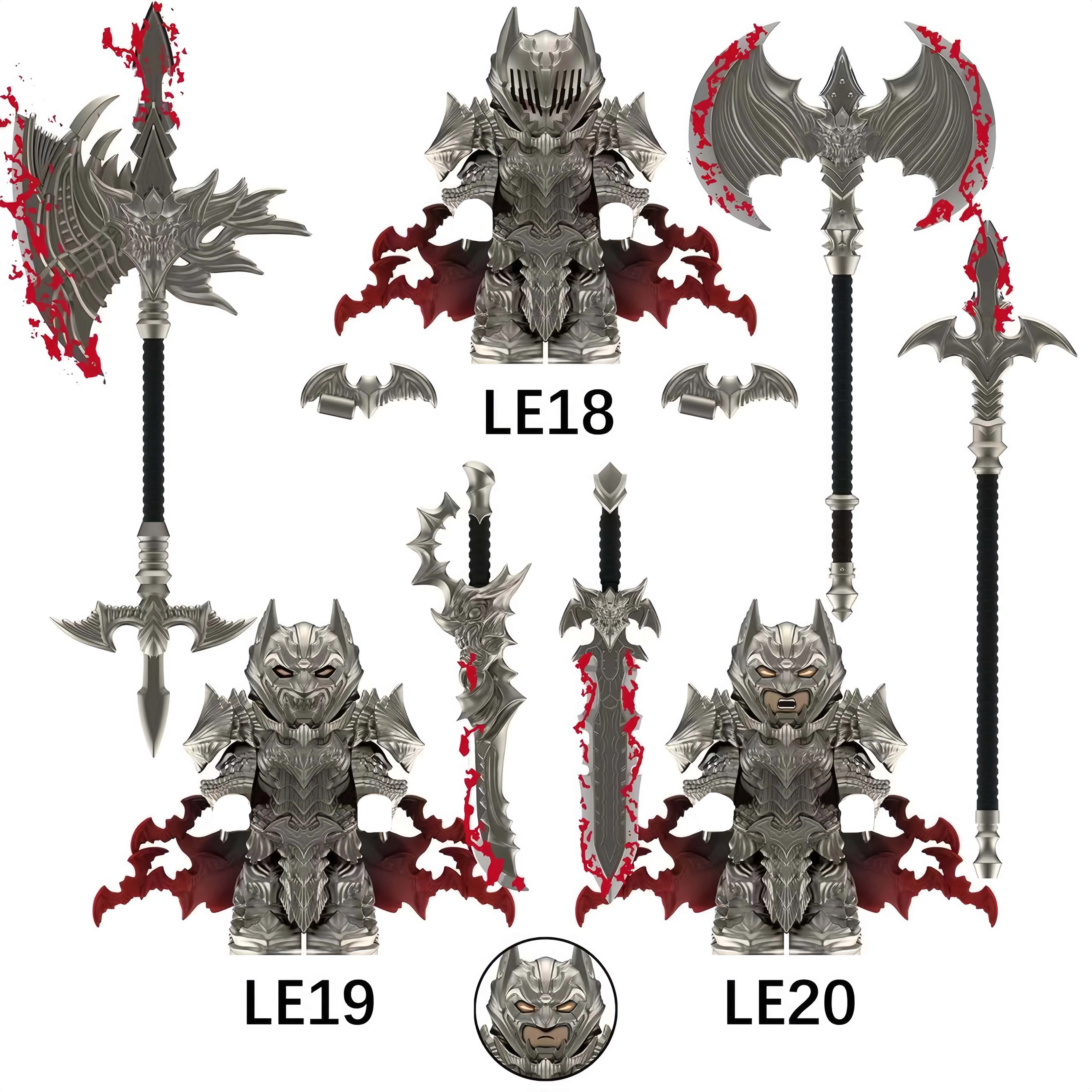 

Le18-20 Limited Минифигурки Темного Рыцаря | Строительные блоки готической брони с кровавым оружием | Коллекционная игрушка Dark Fantasy для взрослых в подарок