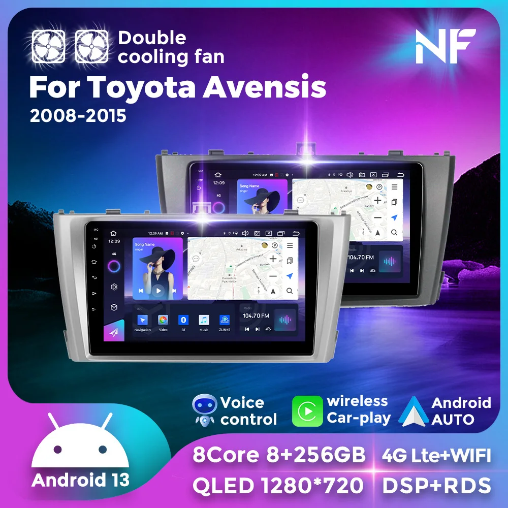 

CarPlay Auto 2Din Car Radio Multimedia Player GPS Navigation For Toyota Avensis TOYOTA T23 2008-2015 Android 13 4G LTE + 5G WiFi