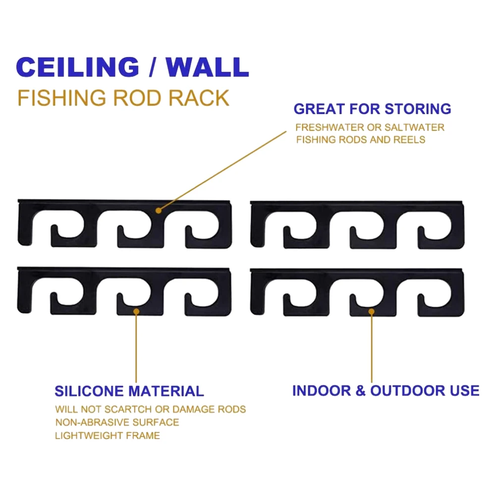 

2 пары горизонтальных потолочных кронштейнов для хранения удочек и катушек, настенные держатели для гаража, дачи и подвала