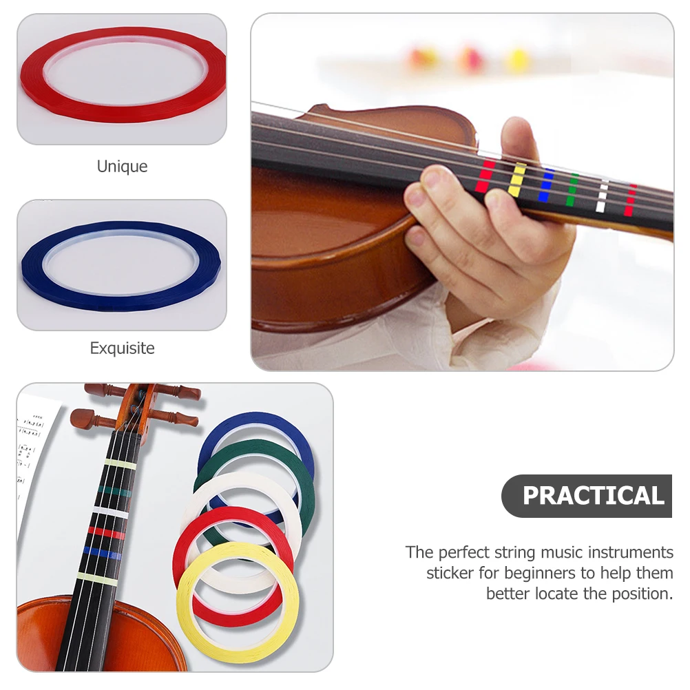 

PVC Violin Tape 5 Rolls Tiny Sticker for Fingerboard Grip Beginner Supplies Scale Note Position Tool