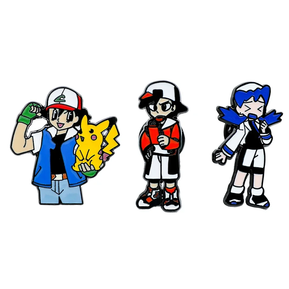 

3 шт., креативная брошь в стиле аниме с героями мультфильмов, милая эмалированная булавка «Апел Кетчум», металлический значок, ювелирные изделия, одежда, аксессуары для рюкзака, подарок
