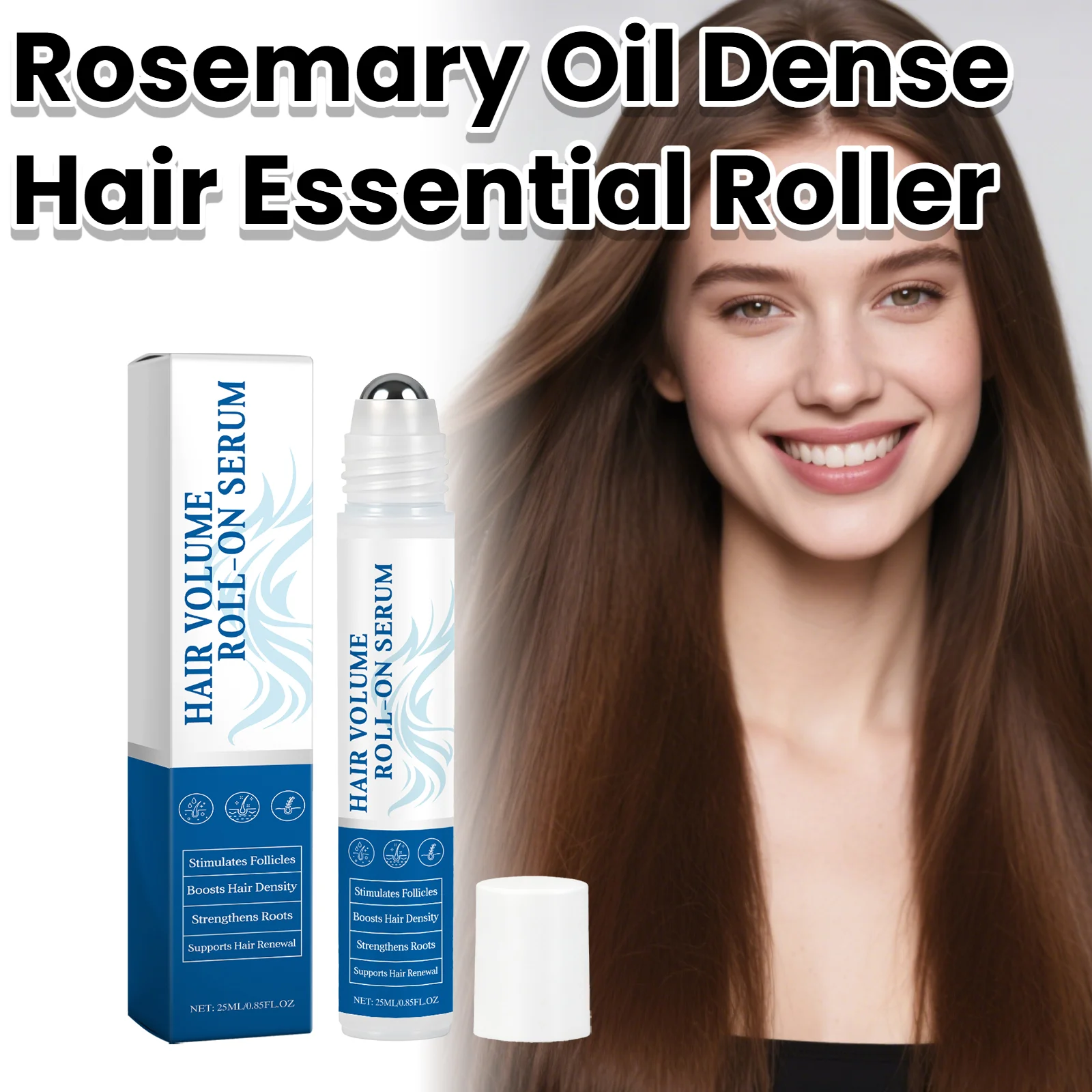 Rosemary Oil Dense Hair Essential Roller For Damaged Hair Care Treatment Smoothing Shiny Soften Hair Scalp Massage Serum