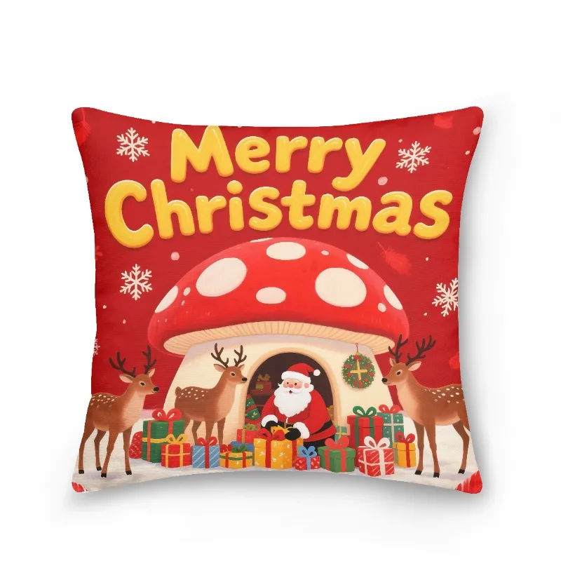 New Christmas Pillow Cover Holiday Decoration Must Have Santa Claus and Reindeer  Creative Cartoon Home Decoration