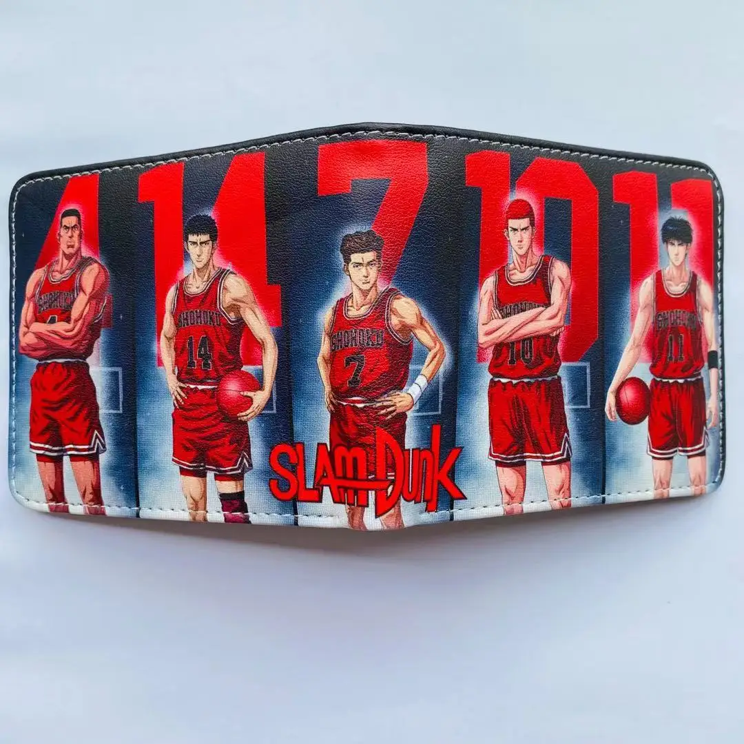 Japanese Anime Slam Dunk Wallet Sakuragi Hanamichi Kaede Rukawa Short Purse for Men Kids Students