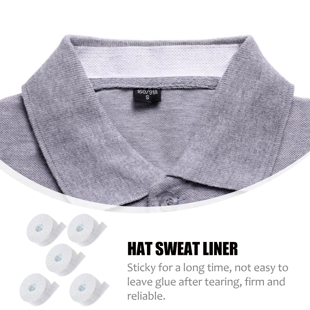 

5 Rolls Hat Sweat Pad Non-Woven Fabric Sweat Liner Insert for Shirts Hats T-Shirts Breathable Perspiration Protector Anti-Stain