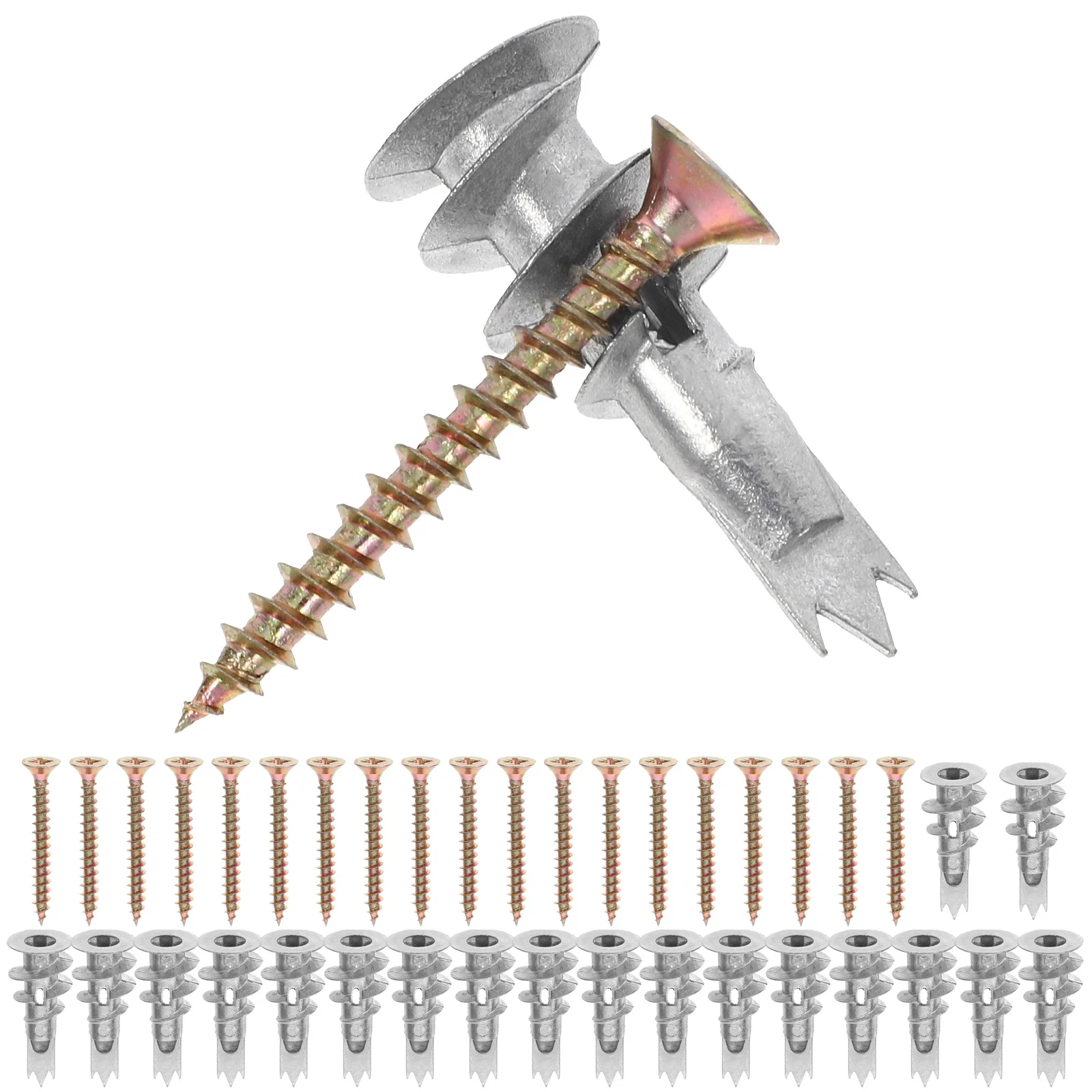 

20 Sets 13x32mm Spiral Drywall Anchors Self Drilling Hollow Wall Screws Zinc Alloy Iron Heavy Duty Drywall Anchor Kit for Home