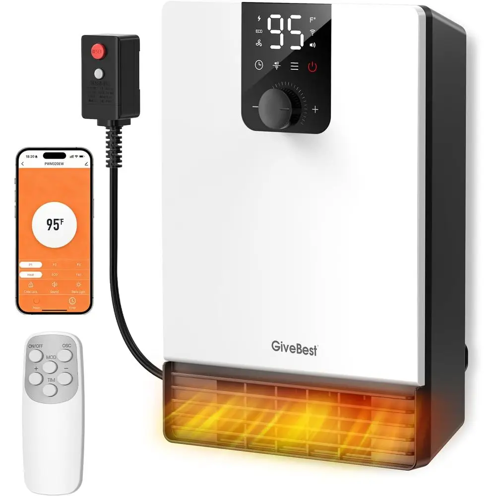 Wall mounted space heater installed indoors