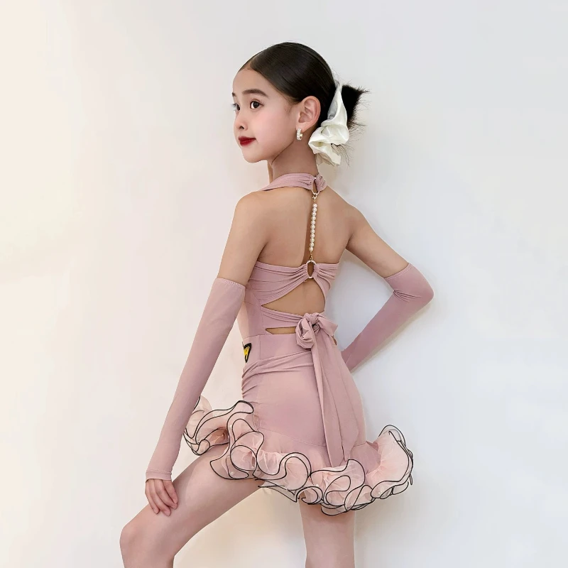 

New Latin Dance Dress, Women's Daily Dance Practice Dress, Children's Skirt, Neck Hanging Top, Practice Performance Dress