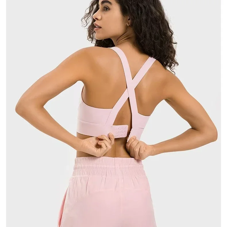 

Lemon Women All Powered Up Bra Medium Support 3D Molded Cup Cross Back Fitness Running Bra Sweat-wicking Full Coverage Yoga Tops