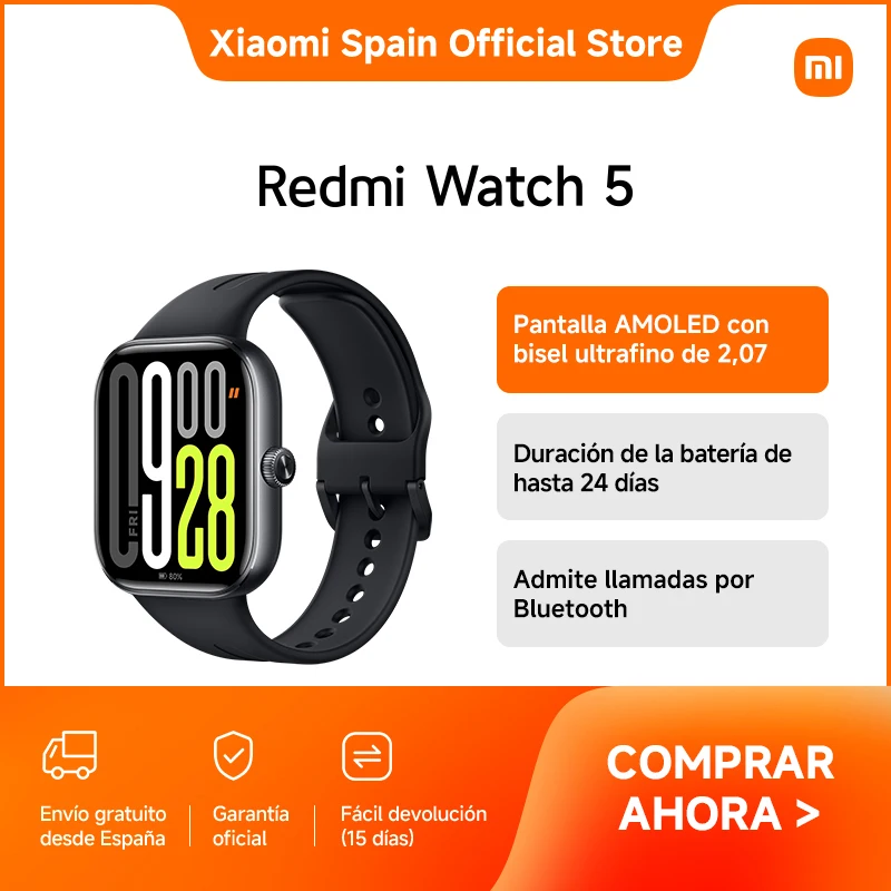 Official | Redmi Watch 5, Pantalla AMOLED con bisel ultrafino de 2,07, Duración de la batería de hasta 24 días, Admite llamadas por Bluetooth
