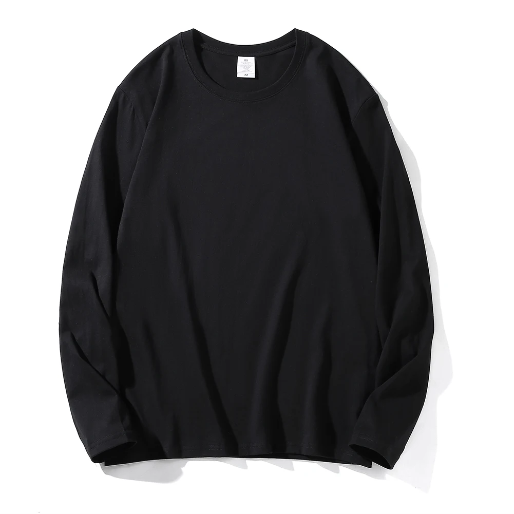 Casual Men\\\\\\\\\\\\\\\'s Cotton Long Sleeve T-Shirts Round-Collar Solid Color Basic Tees Tops Pullovers T Shirt Man Clothing