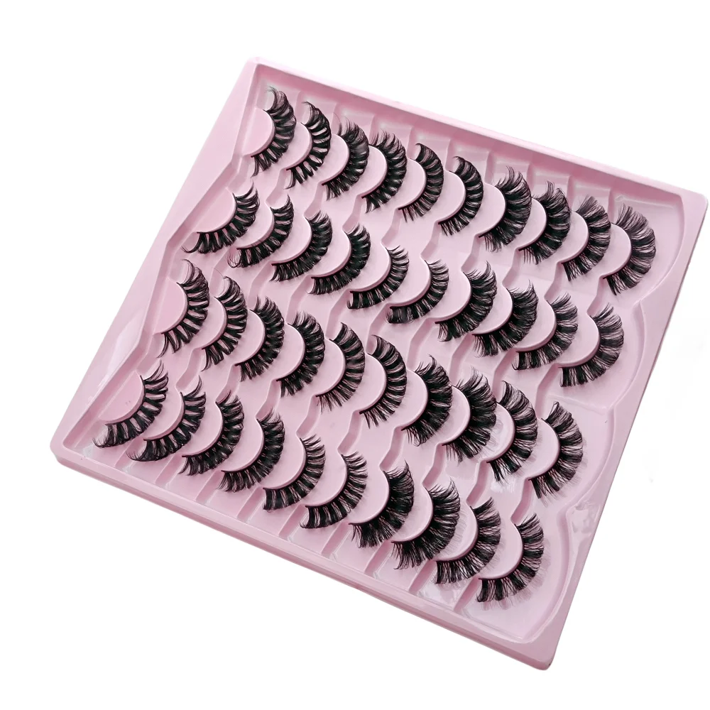 

20 Pairs Focipeysa Eyelashes D curl Lash Strips Natural Look Russian Strip Lashes Wispy False Eyelashes 5 Styles Mixed