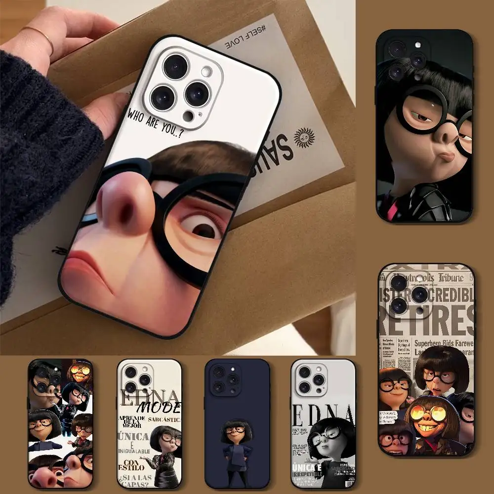 E-Edna Mode Handyhülle für iPhone 1716 15 14 13 Pro Max 11 12 Mini X Xs XR Schwarze Silikonhülle