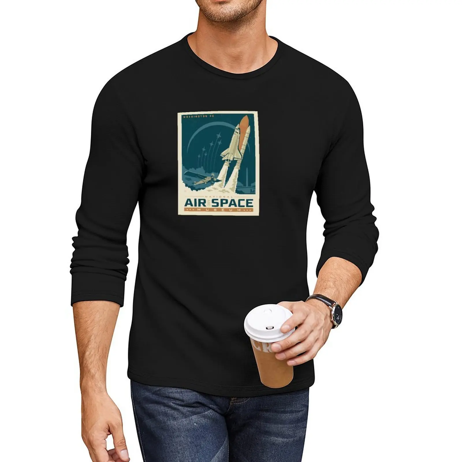 

National Air And Space Museum Poster, Washington DC, Housewarming Gifts Basket First Home, Office Decor Wall Art, V Long T-Shirt