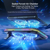 COOLCOLD RGB Laptop Cooling Pad, Gaming Laptop Cooler with Dual Powerful Turbofan, Fast Cooling Laptop 15.6-17inch Notebook - Image 5
