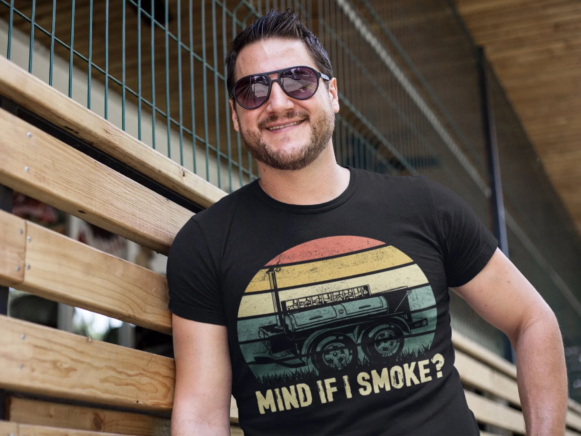 Men's Funny BBQ T Shirt Mind If I Smoke Smoker Meat Grill Barbeque Father's Day Grunge Chef Cook For Him Man