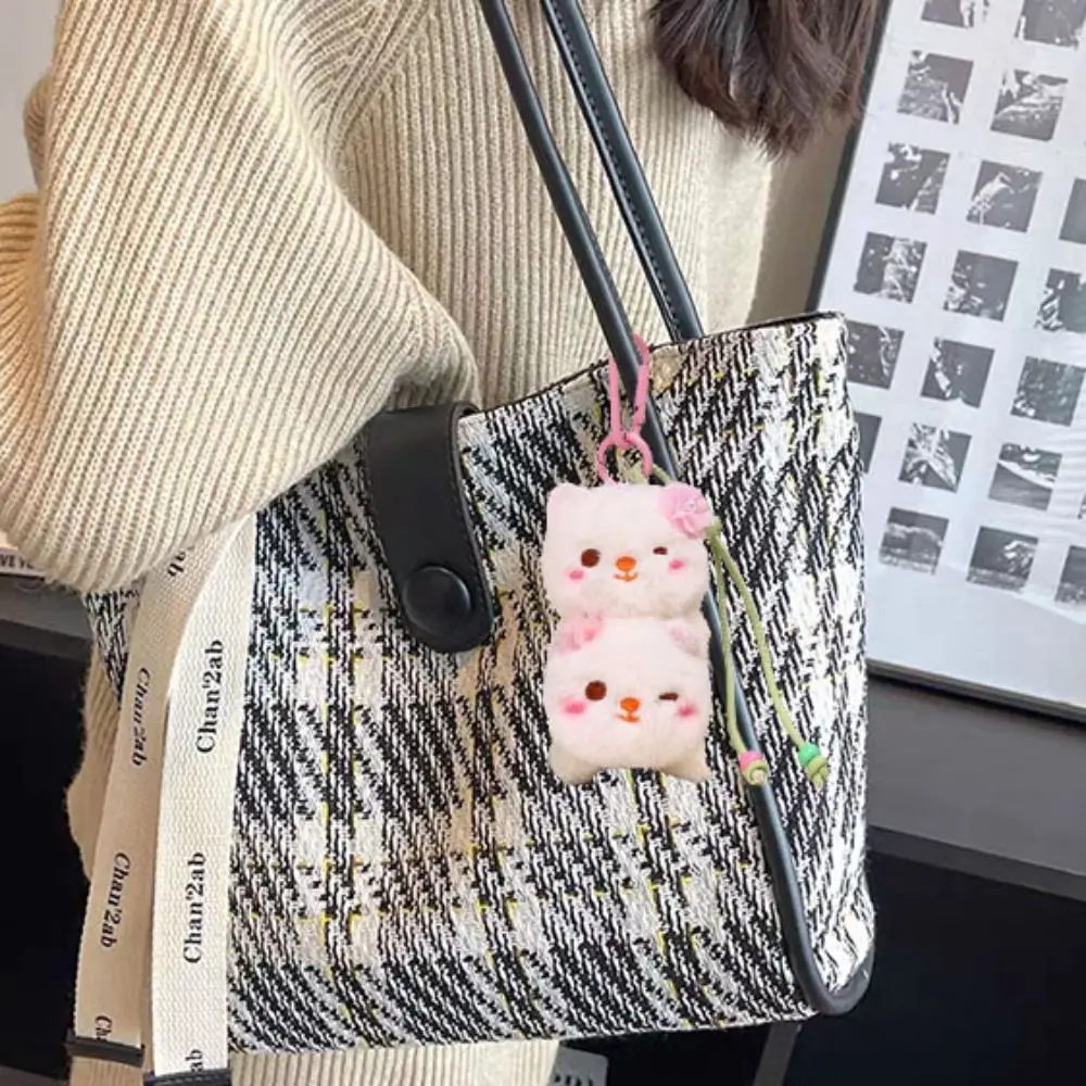 

PP Cotton Rabbit Stuffed Plush Keyring Collection Comfortable Cat Doll Soft Keychain Cartoon Hanging Decoration