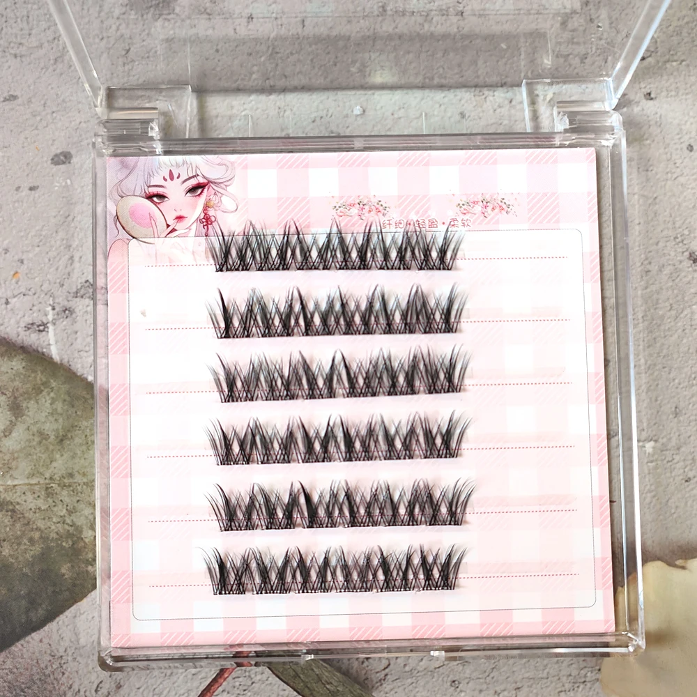 NO GLUE No Band Natural Looking False Eyelashes Fluffy Eye Lashes Cluster Individual Eyelash Self-adhesive Handmade Reusable