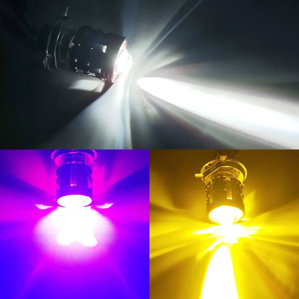 BA20D H6 Angel Eye Motor Led Bulb Motorbike Head Lamp White Yellow Bule High Low Beam 12-80V H4 LED Motorcycle Headlight