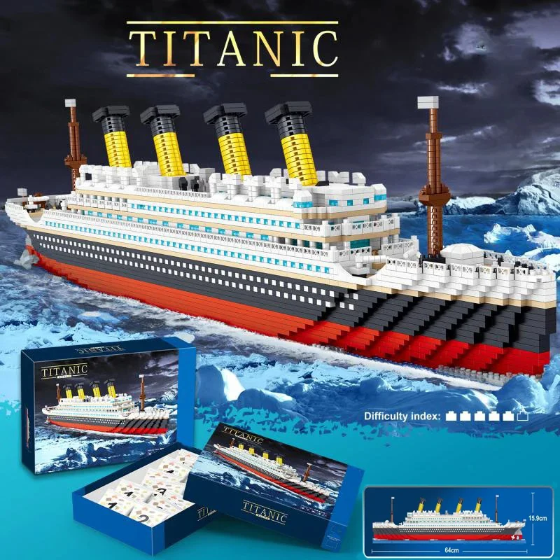

4404PCS Titanic Building Blocks Cruise Ship Mini Assemble Bricks Model Toys Kits Desktop Decoration Christmas Gifts For Children