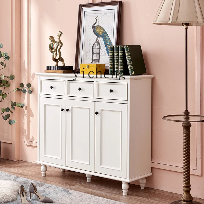 

LX shoe cabinet household door small apartment storage cabinet solid wood drawer