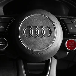 Round 78MM Suede Leather Steering Wheel Decals Sticker Rear Adhesive Stick Pads For Audi A3 A4 A5 S3 S4 S5 RS3 RS4 RS5 2017-2024