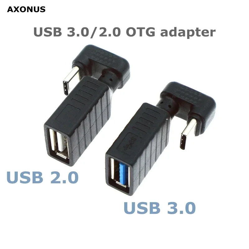 180 Degree U-shaped Type-C USB-C OTG to USB 3.0 Female Expansion Adapter for Mobile Phones, Tablets and Mobile Hard Drives