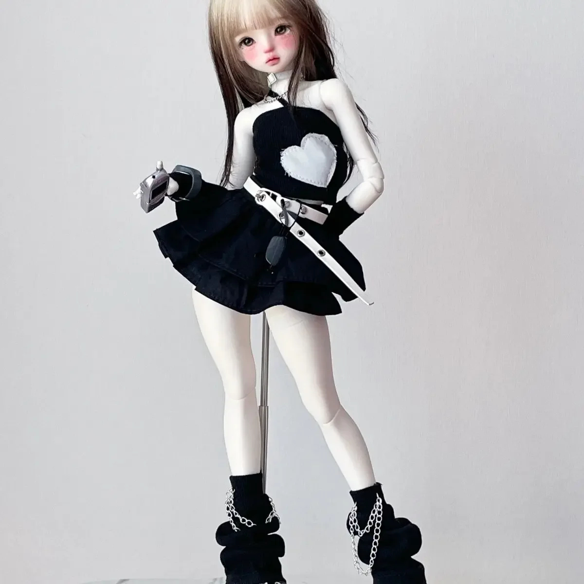 1/4 人形の服スーツ 45 センチメートル Bjd 人形用ストラップレス + スカート + ネックレス + ベルト + 袖 + レッグカバー女の子のおもちゃ人形アクセサリー、人形なし