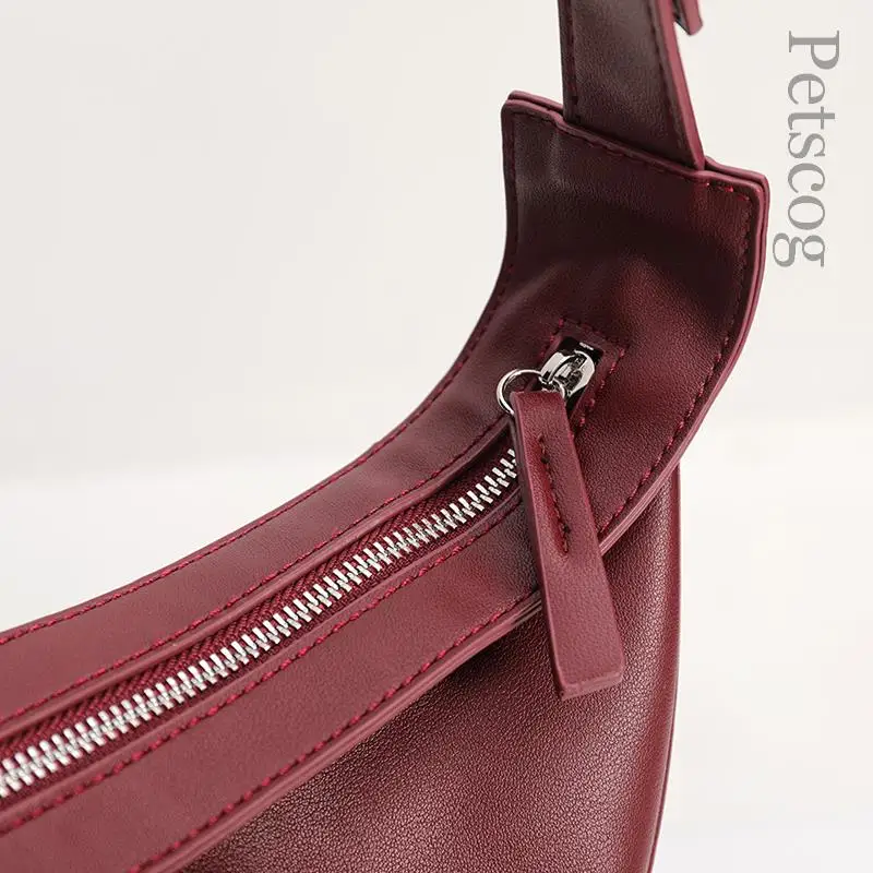 Petscog Pu Leather Women\'s Fashion Bag 2022 Half-moon Design Crossbody Bags Adjustable Shoulder Straps Luxury Handbags Bolsa