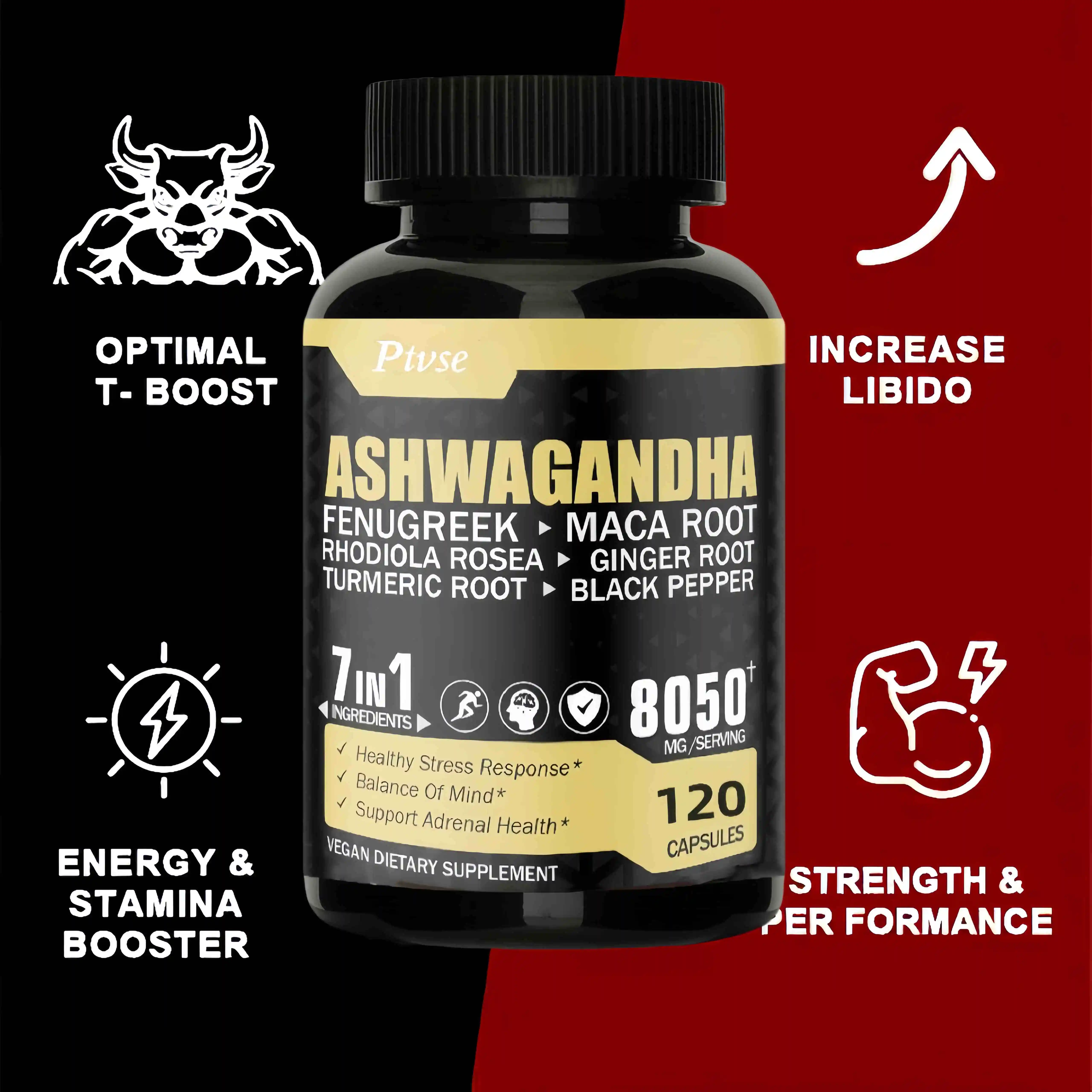 Ashwagandha Capsules Help Brain & Memory & Focus Health Anti Stress Health Sleep Benefit Immunity Vegetarian Capsules