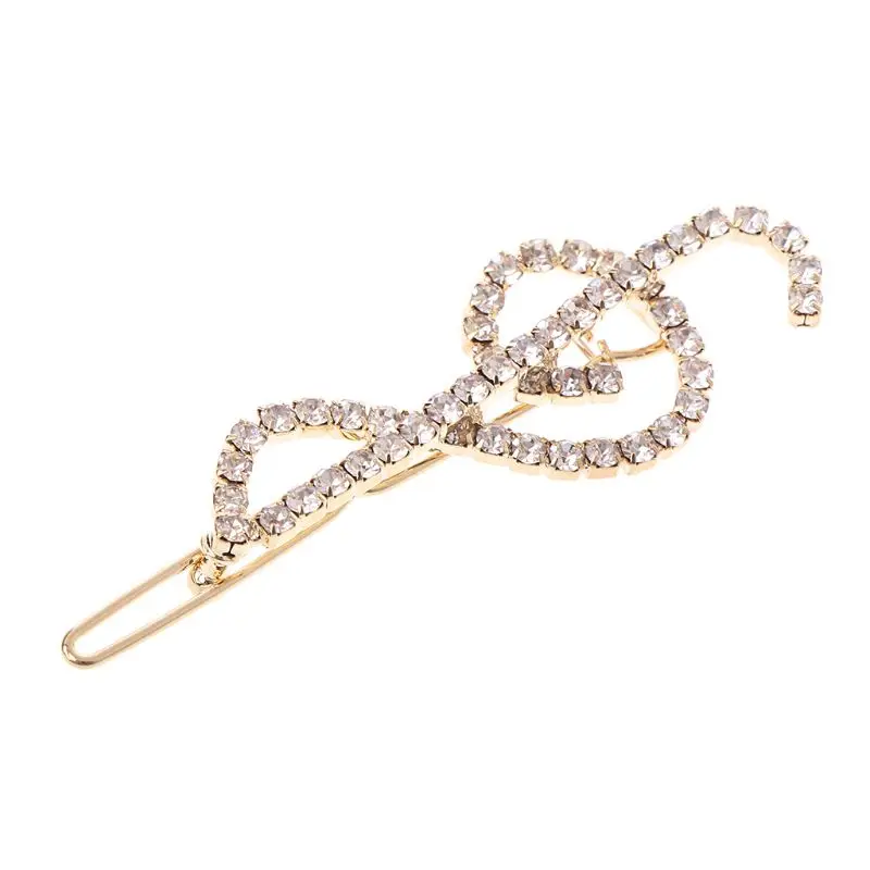 Women Elegant Classical Music Note Treble Clef Hair Clips Luxury Glitter R