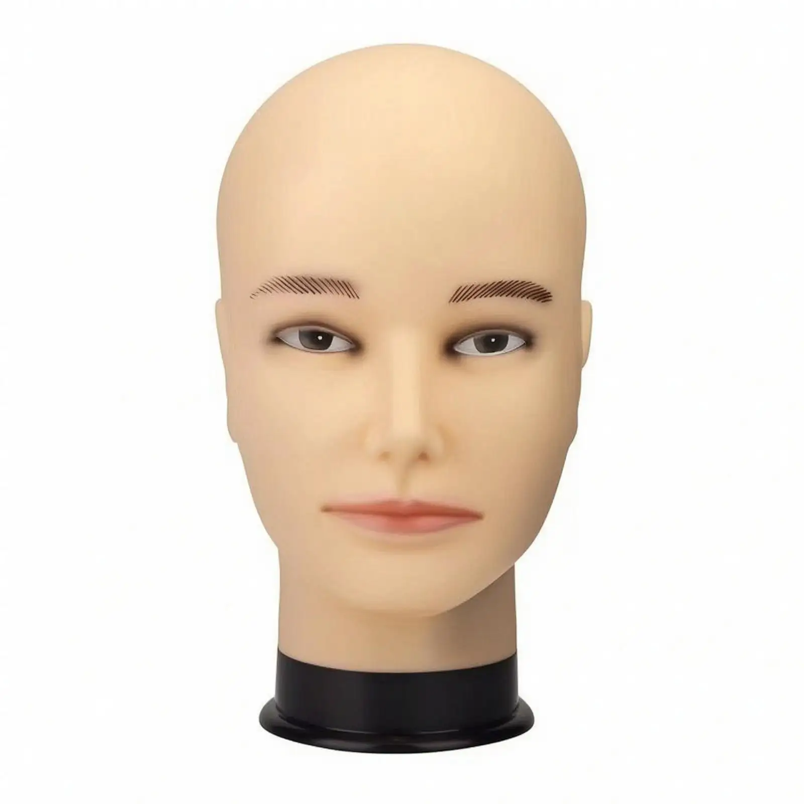 Plastic Bald Mannequin Head Display with Realistic Facial Features for Wig Hat and Helmet Showcase in Salon Retail Store