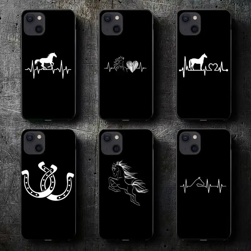 Horse Pony Horse Heartbeat Phone Case For iPhone 11 12 Mini 13 14 Pro XS Max X 8 7 6s Plus SE XR Shell