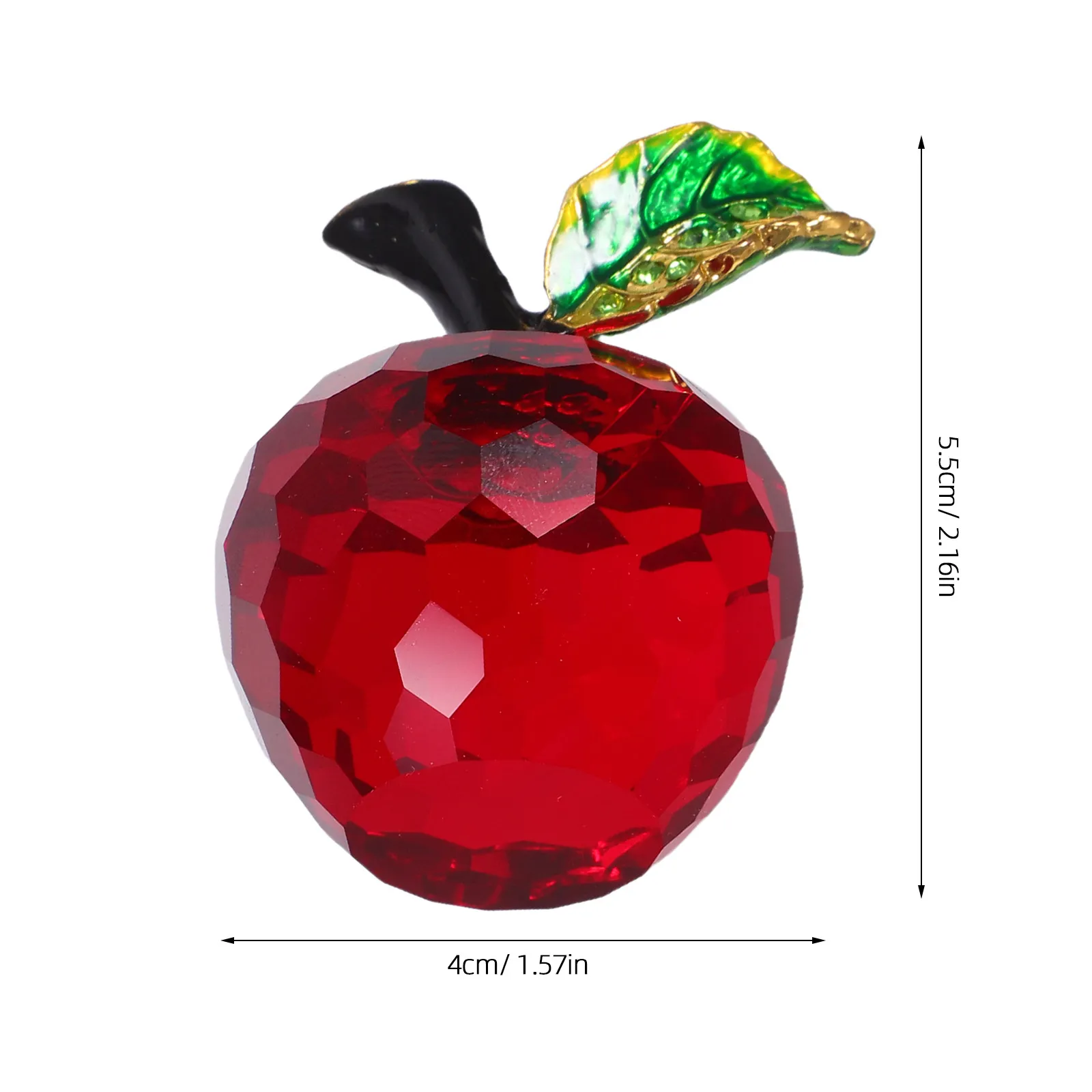 Crystal Apple Decoration 40Mm Elegant Light Refracting Faux Fruit for Living Room Desktop Car Interior Red Aesthetic Decor