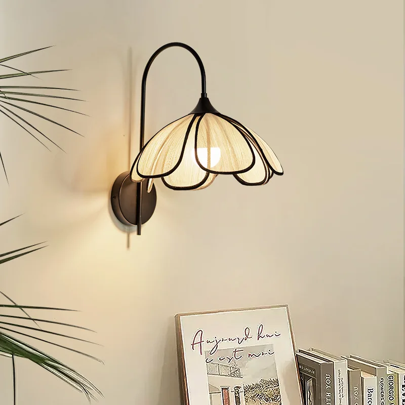 Imagem -02 - Vintage Petal Lamps For Living Room Quarto Artesanal Bedside Pendant Light Plant Fiber Sconces Restaurante Hotel Decorative Wall Lamp