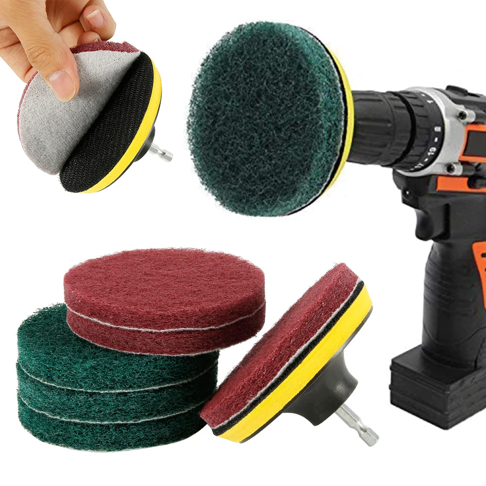 8Pcs 4Inch Electric Drill Brush Scrub Pads Grout Power Drills Scrubber Cleaning Brush Tub Cleaner Tools Dusty Brush for Car Tubs