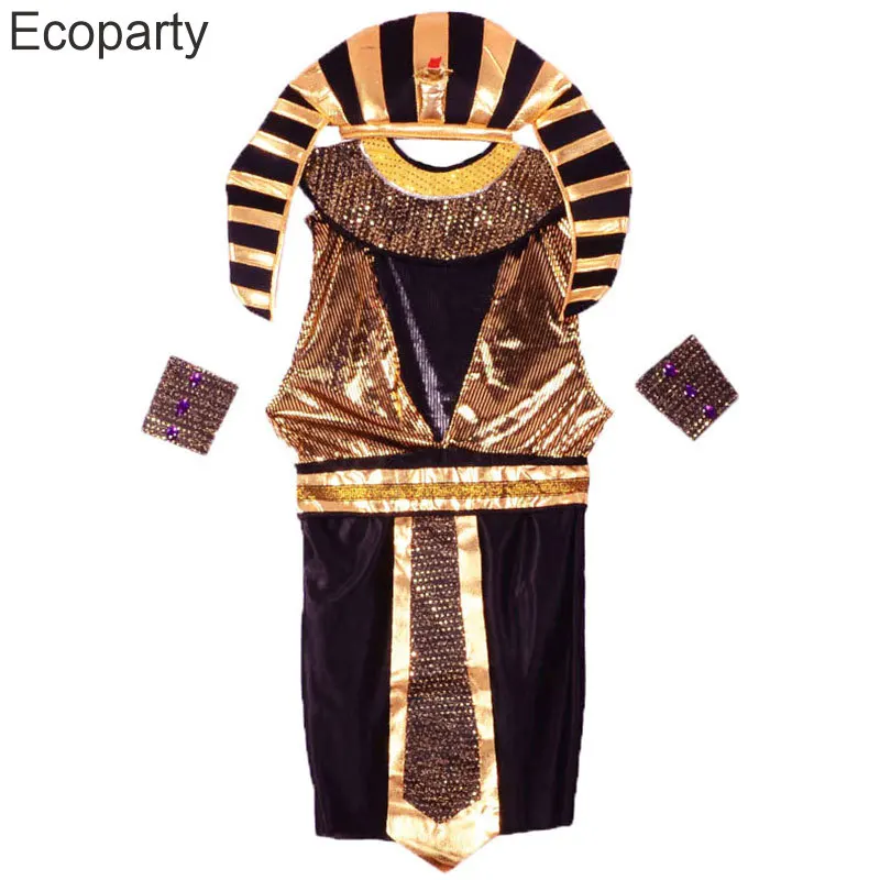 Men's Egyptian Pharaoh King Cosplay Costume Adult Egypt Robe Belt Headdress Set Halloween Purim Carnival Party Outfits