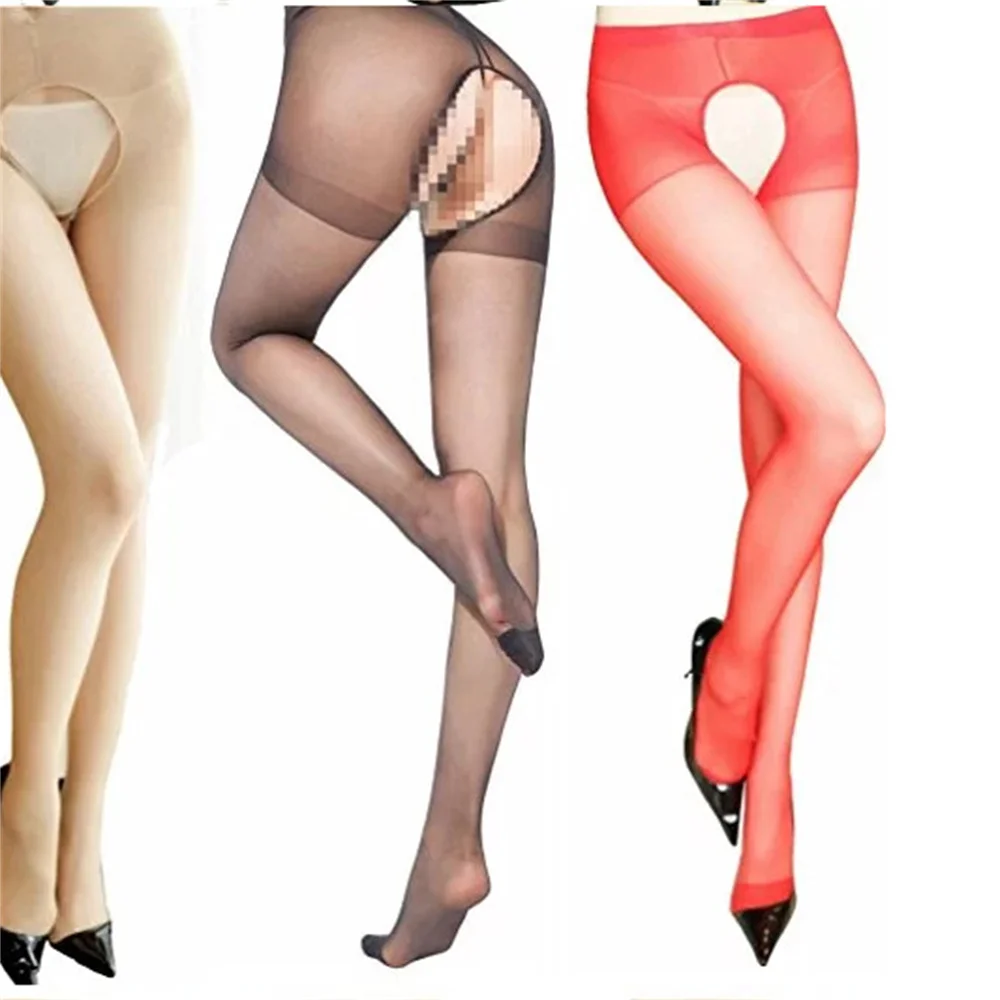 Summer Sexy Woman Open Crotch Tights High Waist Stockings Multi -colored Ultra -thin Love Mystery Lady Cosplay Pantyhose