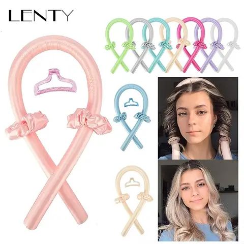 무열 컬링로드 머리띠 열 없음 실크 컬 리본 헤어 롤러 잠자는 부드러운 머리띠 게으른 헤어 컬러 헤어 스타일링 도구