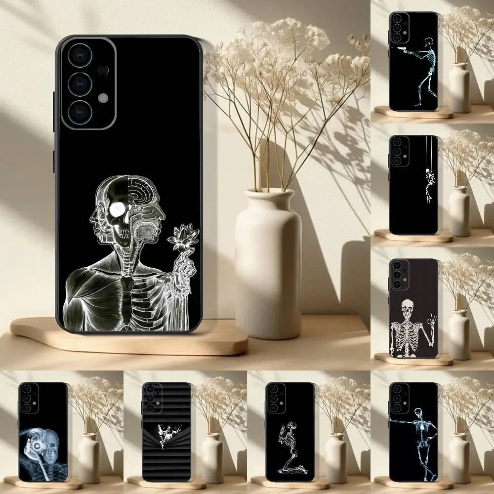 

Phone Case For Samsung S 25,24,23,22,30,21,10,9,Ultra,Plus,Lite,FE,4,5G Radiological Human S-Skeleton Black Soft Case