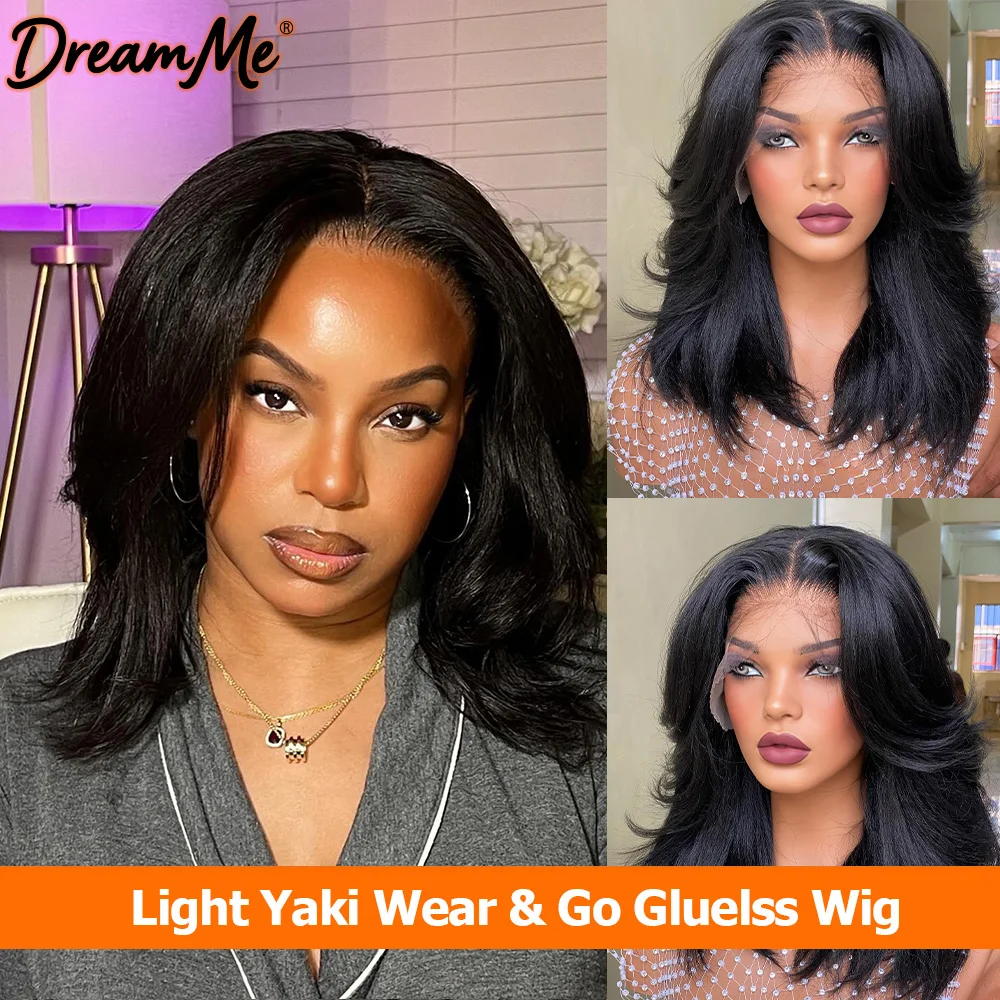 Светлый парик Yaki Straight Wear & Go Многослойный боб 7x5/4x4 Парик с кружевной застежкой Предварительно выщипанный парик с кружевной застежкой LY Прочный парик шнурка