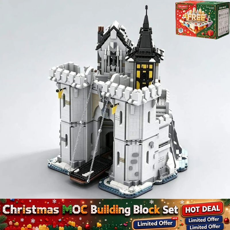 4799PCS MOC Winter Castle Fortress Model Building Blocks Medieval DIY Creative Assembly Toy Birthday Gift Collection Display