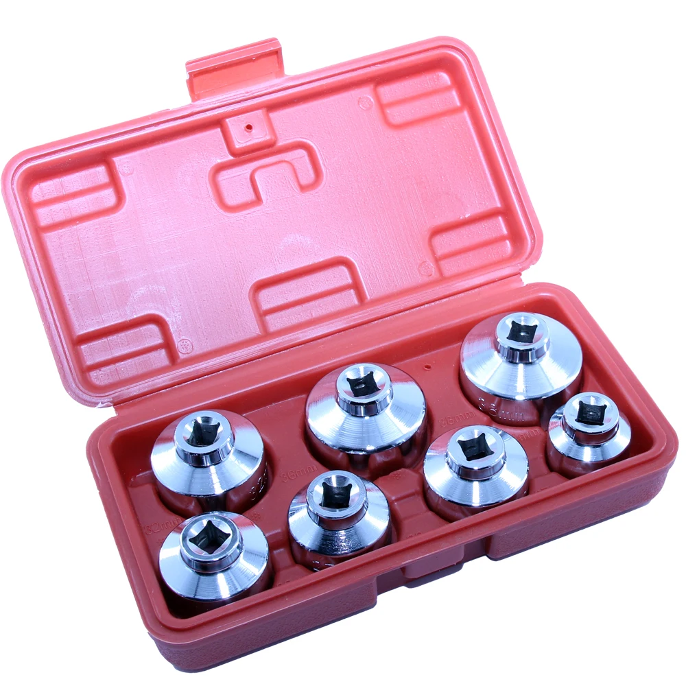 MacWork Oil Filter Cap Wrench Metric 7-Piece Socket Set Tool Kit 24mm to 38mm for Oil Filter Cap