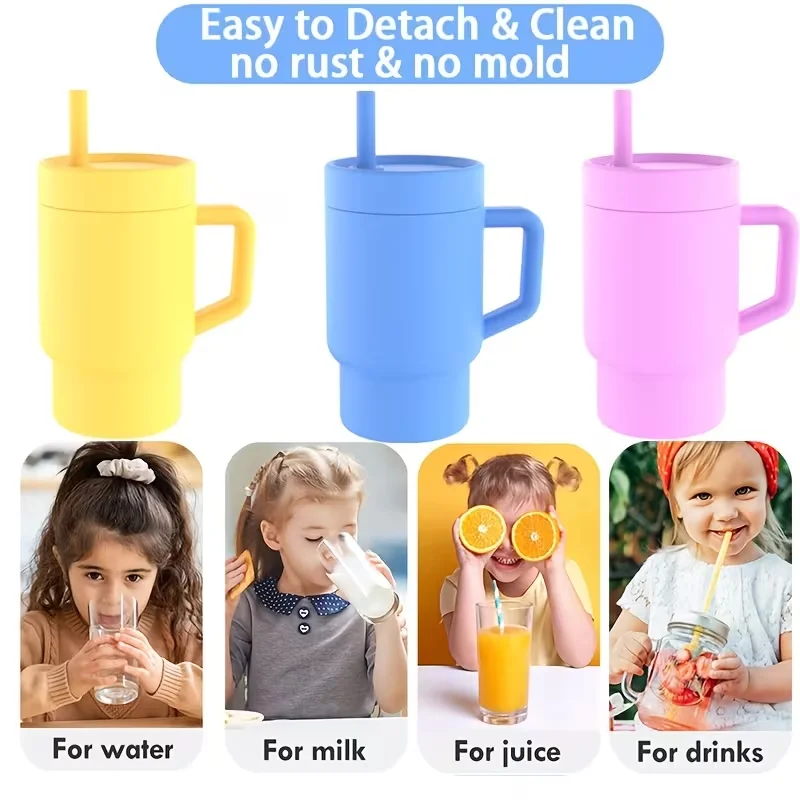 Silicone Learning Drinking Cup Training Artifact Bite Resistant and Fall-proof Portable Water Cup Removable Cup Cover