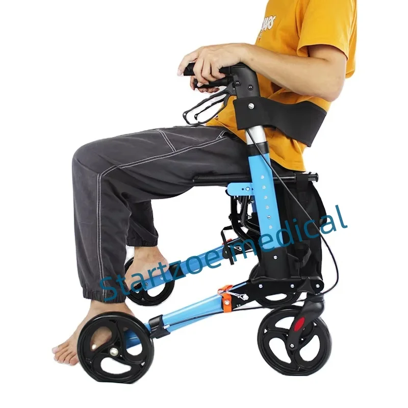 Vierbeinige Gehhilfe Rollator Walker Aluminiumlegierung Klapprolle Training Mobilitätshilfe Kleiner Rollstuhl Walkers Rollato